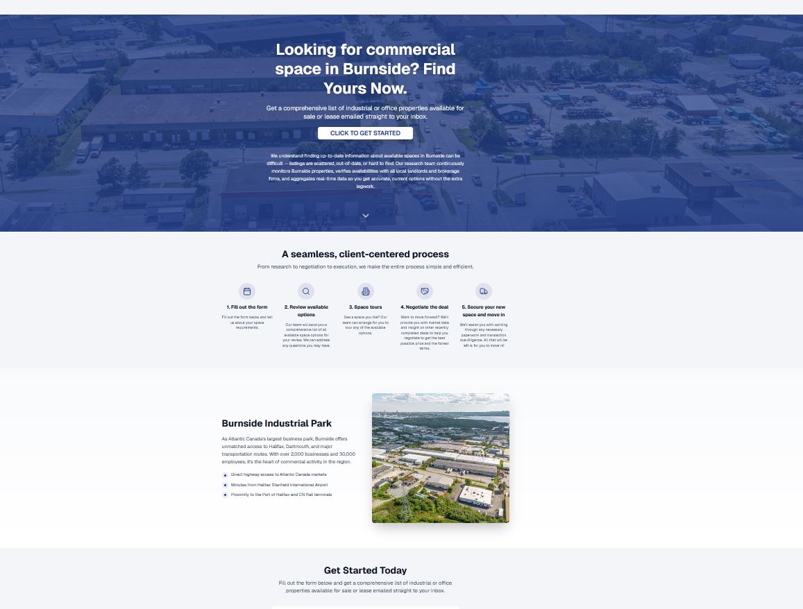 Burnside Commercial Real Estate Landing Page