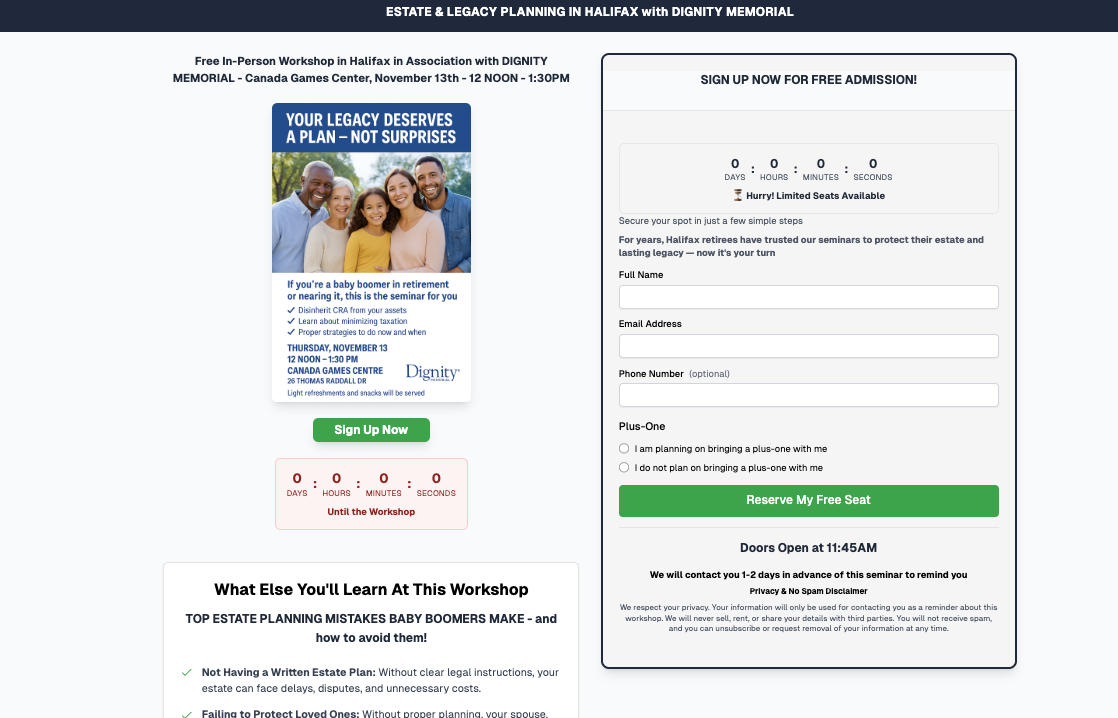Estate & Legacy Planning Landing Page